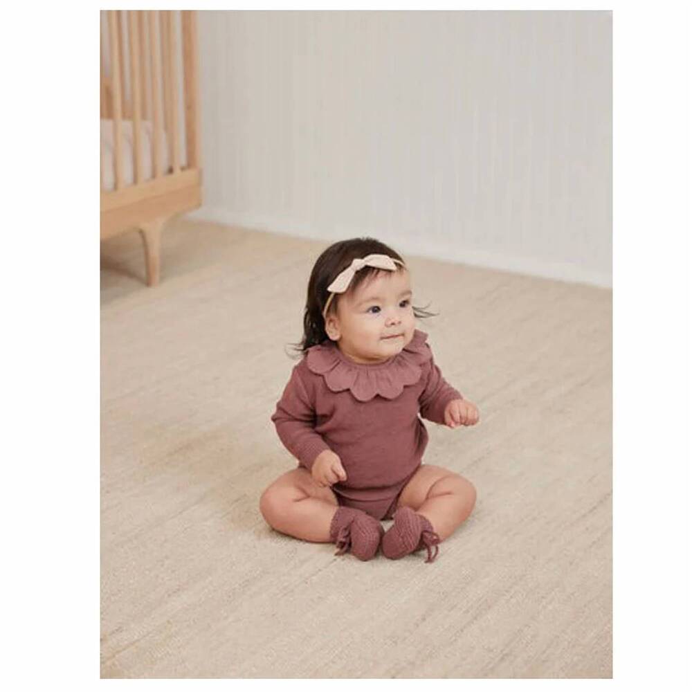 NEW QUINCY MAE girls petal knit sweater in fig